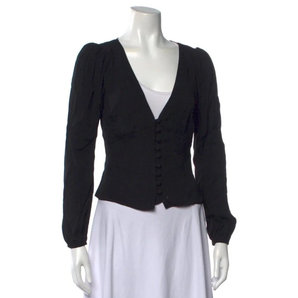 Reformation Long Sleeve Blouse Retro Button Front Classic French Model Chic XS
